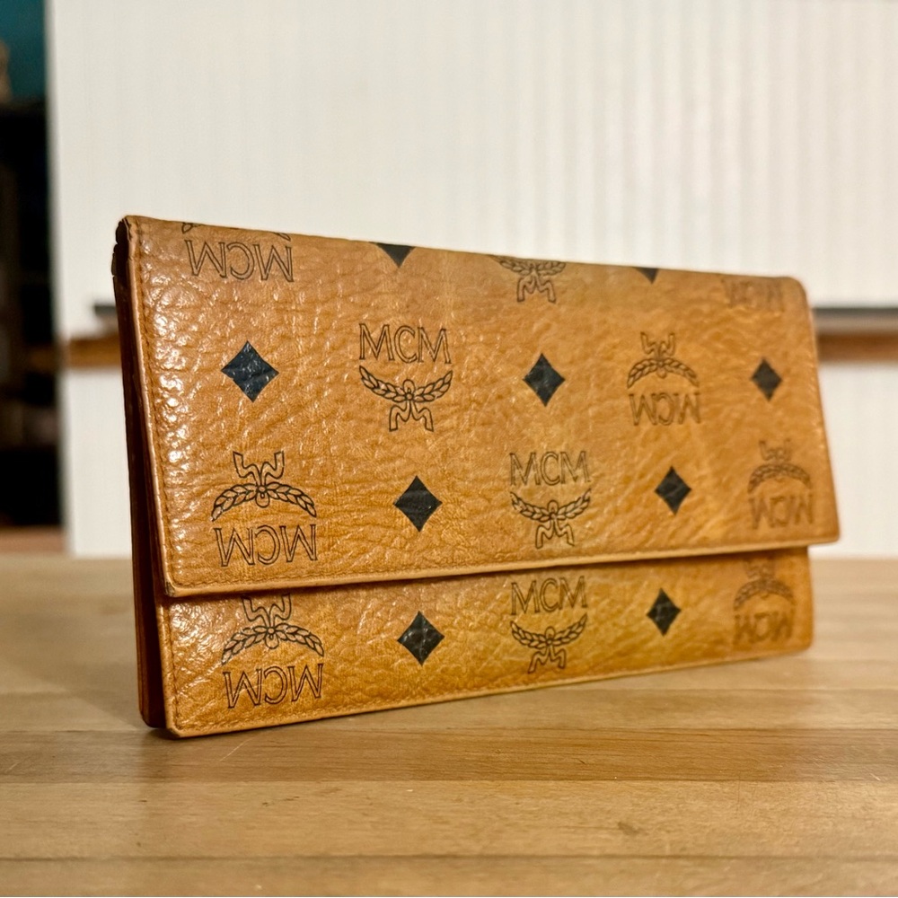 MCM Vintage Leather Long Visetos Wallet in Cognac - Picture 10 of 15